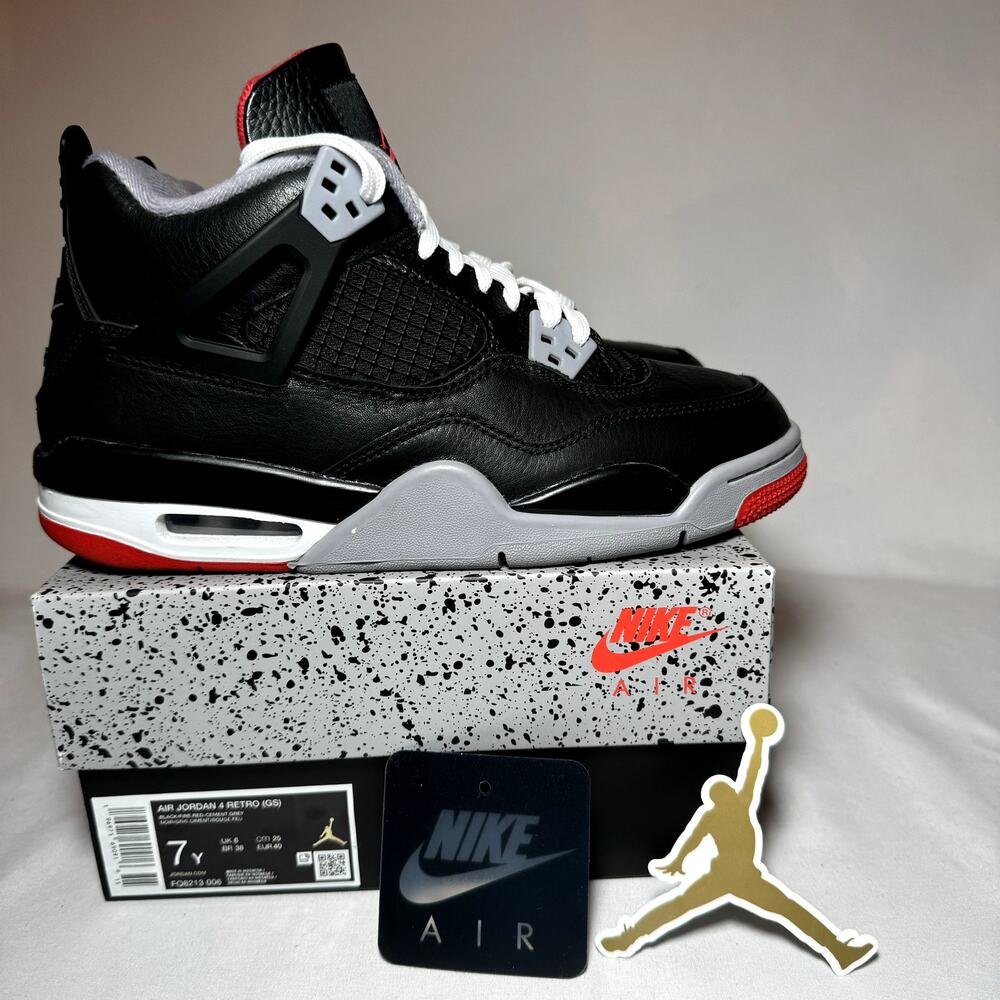 Size 7 - Nike Air Jordan 4 Retro GS Bred Reimagined Men's Shoes